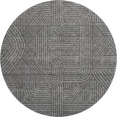 Premium Machine Washable Mayfield AMF917 Charcoal 8' x 8' Round Rug