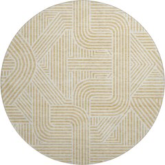 Premium Machine Washable Mayfield AMF917 Gold 8' x 8' Round Rug