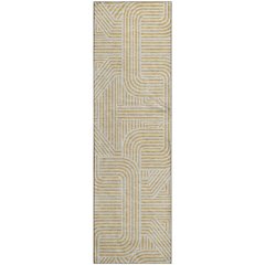 Premium Machine Washable Mayfield AMF917 Gold 2'3" x 7'6" Runner Rug
