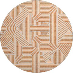 Premium Machine Washable Mayfield AMF917 Orange 8' x 8' Round Rug
