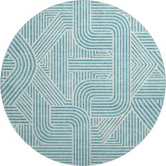 Premium Machine Washable Mayfield AMF917 Teal 8' x 8' Round Rug