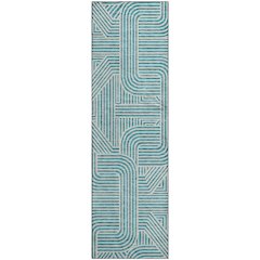 Premium Machine Washable Mayfield AMF917 Teal 2'3" x 7'6" Runner Rug