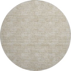 Premium Machine Washable Mayfield AMF918 Beige 8' x 8' Round Rug