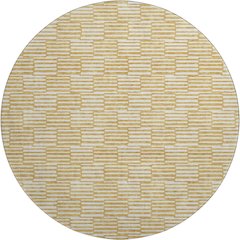 Premium Machine Washable Mayfield AMF918 Gold 8' x 8' Round Rug