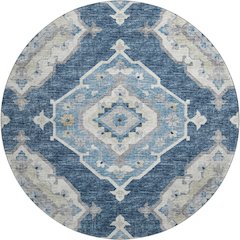 Premium Machine Washable Mayfield  Blue 8' x 8' Round Rug