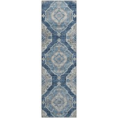 Premium Machine Washable Mayfield  Blue 2'3" x 7'6" Runner Rug