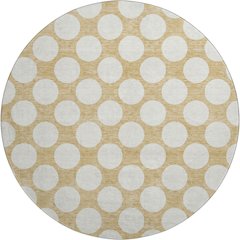 Premium Machine Washable Mayfield AMF921 Gold 8' x 8' Round Rug