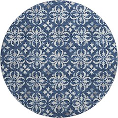 Premium Machine Washable Mayfield AMF930 Navy 8' x 8' Round Rug