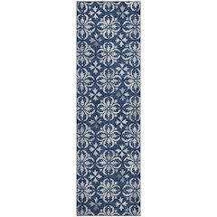 Premium Machine Washable Mayfield AMF930 Navy 2'3" x 7'6" Runner Rug
