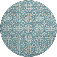 Premium Machine Washable Mayfield AMF930 Teal 8' x 8' Round Rug
