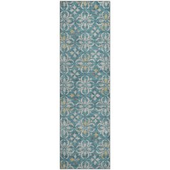Premium Machine Washable Mayfield AMF930 Teal 2'3" x 7'6" Runner Rug