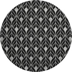 Premium Machine Washable Mayfield AMF931 Black 8' x 8' Round Rug