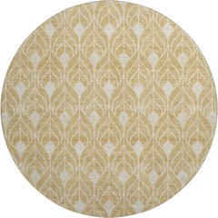 Premium Machine Washable Mayfield AMF931 Gold 8' x 8' Round Rug