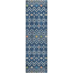 Premium Machine Washable Mayfield AMF938 Navy 2'3" x 7'6" Runner Rug