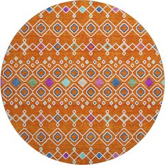 Premium Machine Washable Mayfield AMF938 Orange 8' x 8' Round Rug