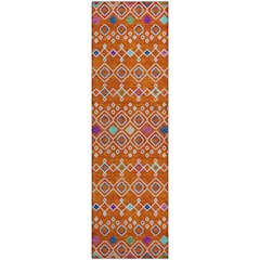 Premium Machine Washable Mayfield AMF938 Orange 2'3" x 7'6" Runner Rug