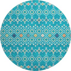 Premium Machine Washable Mayfield AMF938 Teal 8' x 8' Round Rug