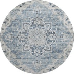 Premium Machine Washable Mayfield  Blue 8' x 8' Round Rug