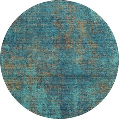 Premium Machine Washable Mayfield AMF940 Teal 8' x 8' Round Rug