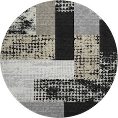 Premium Machine Washable Mayfield AMF941 Black 8' x 8' Round Rug
