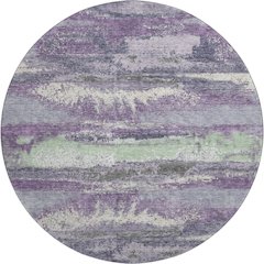Premium Machine Washable Mayfield AMF942 Purple 8' x 8' Round Rug