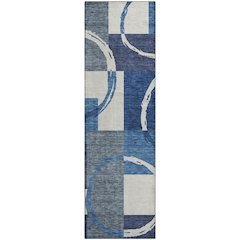 Premium Machine Washable Mayfield AMF943 Blue 2'3" x 7'6" Runner Rug