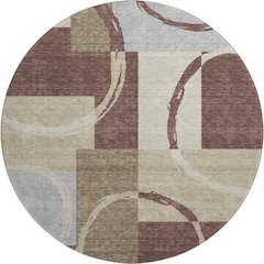 Premium Machine Washable Mayfield AMF943 Brown 8' x 8' Round Rug
