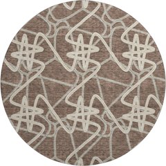 Premium Machine Washable Mayfield AMF947 Brown 8' x 8' Round Rug