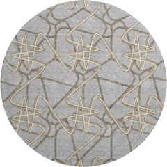 Premium Machine Washable Mayfield AMF947 Gray 8' x 8' Round Rug