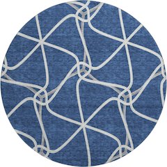 Premium Machine Washable Mayfield AMF948 Blue 8' x 8' Round Rug
