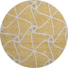 Premium Machine Washable Mayfield AMF948 Gold 8' x 8' Round Rug