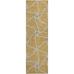 Premium Machine Washable Mayfield AMF948 Gold 2'3" x 7'6" Runner Rug