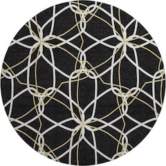 Premium Machine Washable Mayfield AMF950 Black 8' x 8' Round Rug