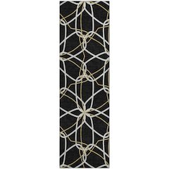 Premium Machine Washable Mayfield AMF950 Black 2'3" x 7'6" Runner Rug