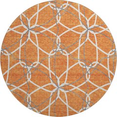 Premium Machine Washable Mayfield AMF950 Orange 8' x 8' Round Rug