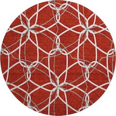 Premium Machine Washable Mayfield AMF950 Red 8' x 8' Round Rug