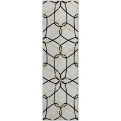 Premium Machine Washable Mayfield AMF950 White 2'3" x 7'6" Runner Rug