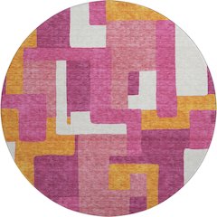 Premium Machine Washable Mayfield AMF955 Pink 8' x 8' Round Rug