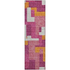 Premium Machine Washable Mayfield AMF955 Pink 2'3" x 7'6" Runner Rug