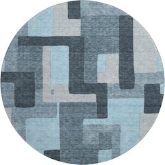 Premium Machine Washable Mayfield AMF955 Sky 8' x 8' Round Rug