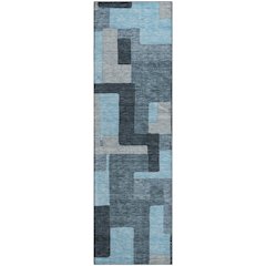 Premium Machine Washable Mayfield AMF955 Sky 2'3" x 7'6" Runner Rug