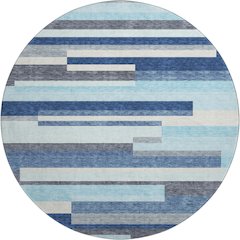 Premium Machine Washable Mayfield AMF956 Blue 8' x 8' Round Rug