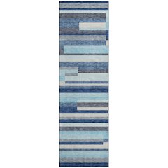 Premium Machine Washable Mayfield AMF956 Blue 2'3" x 7'6" Runner Rug