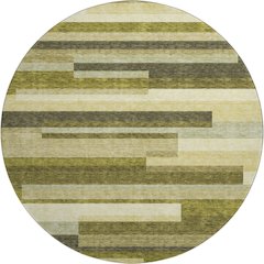 Premium Machine Washable Mayfield AMF956 Olive 8' x 8' Round Rug