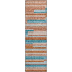 Premium Machine Washable Mayfield AMF956 Orange 2'3" x 7'6" Runner Rug