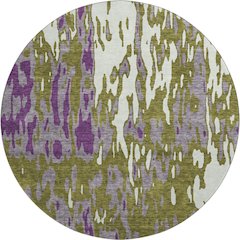 Premium Machine Washable Mayfield AMF957 Olive 8' x 8' Round Rug