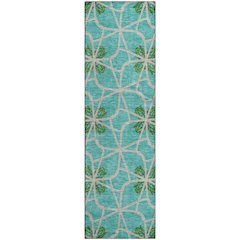 Premium Machine Washable Mayfield AMF958 Aqua 2'3" x 7'6" Runner Rug