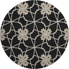 Premium Machine Washable Mayfield AMF958 Black 8' x 8' Round Rug