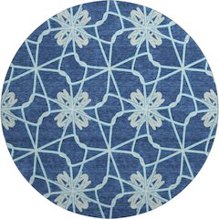 Premium Machine Washable Mayfield AMF958 Navy 8' x 8' Round Rug