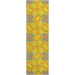 Premium Machine Washable Mayfield AMF958 Yellow 2'3" x 7'6" Runner Rug